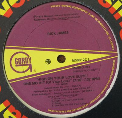 12inch Record RICK JAMES  High On Your Love Suite  One Mo Hi M00012D1 Motown 1979 Canada SoulFunk Used
