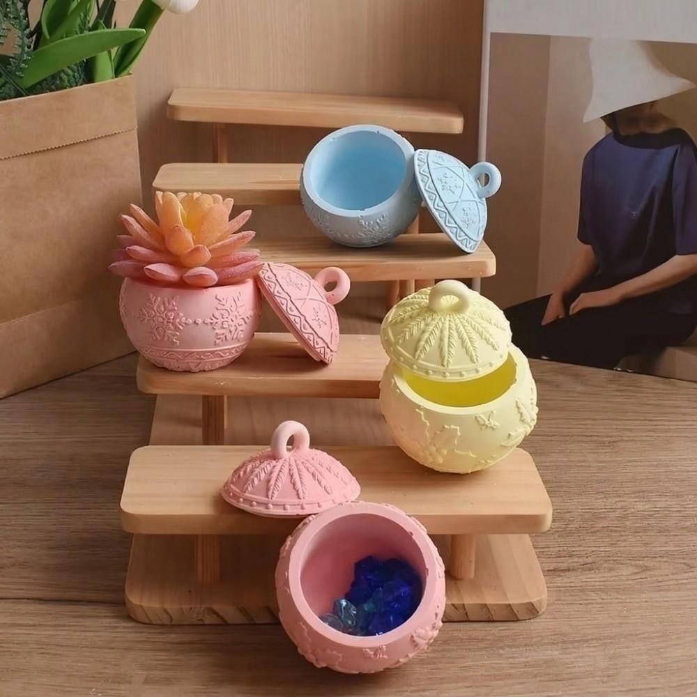 3D Embossed Pattern Snowflake Candle Cup Mold Ball Shape Berry Embossed Jar Mold  Easy Demold