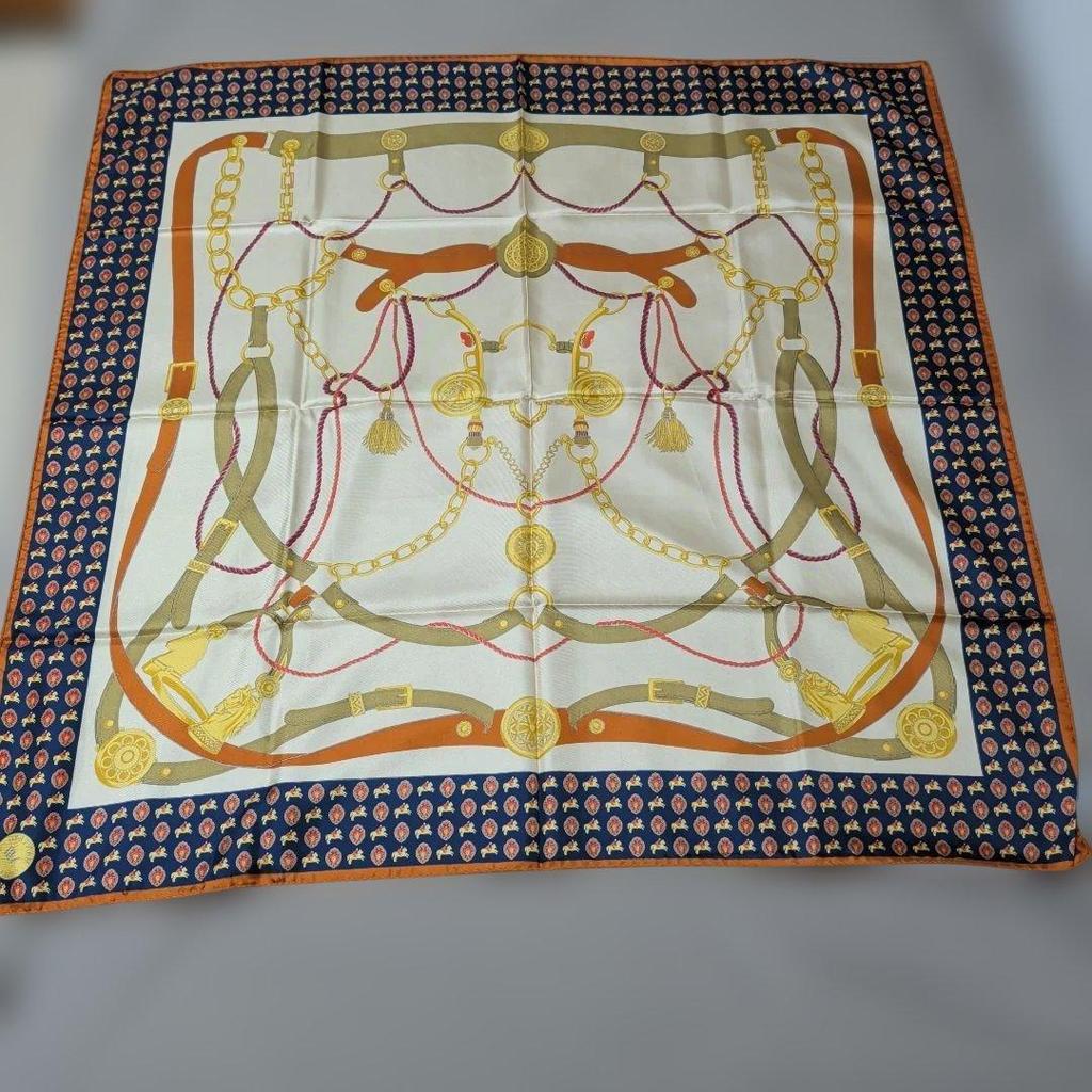 Used MANTERO COLLECTION VIII Large Silk Scarf with Harness Print