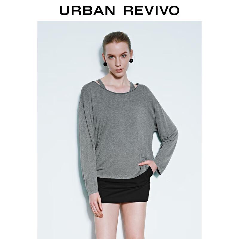 UR Women s Fashion Loose Fake Two-Piece Long Sleeve T-Shirt S