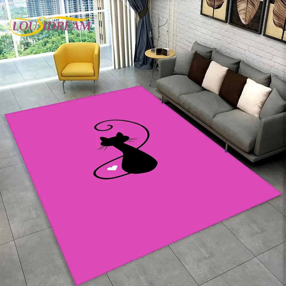 Cute Cat Cartoon Area Rug,Carpet Rug for Living Room Children's Bedroom Sofa Doormat Decor,Kids Play Crawling Non-slip Floor Mat