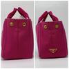 PRADA Canapa Mini Handbag Tote Shoulder Bag Canvas 2WAY Pink Logo Jacquard Women's