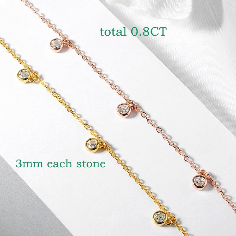 Smyoue Certified Bubble 8 Stone 100% Real Moissanite Necklace Pendant Classic Women's Neck Chain Silver 925 Plated 18K