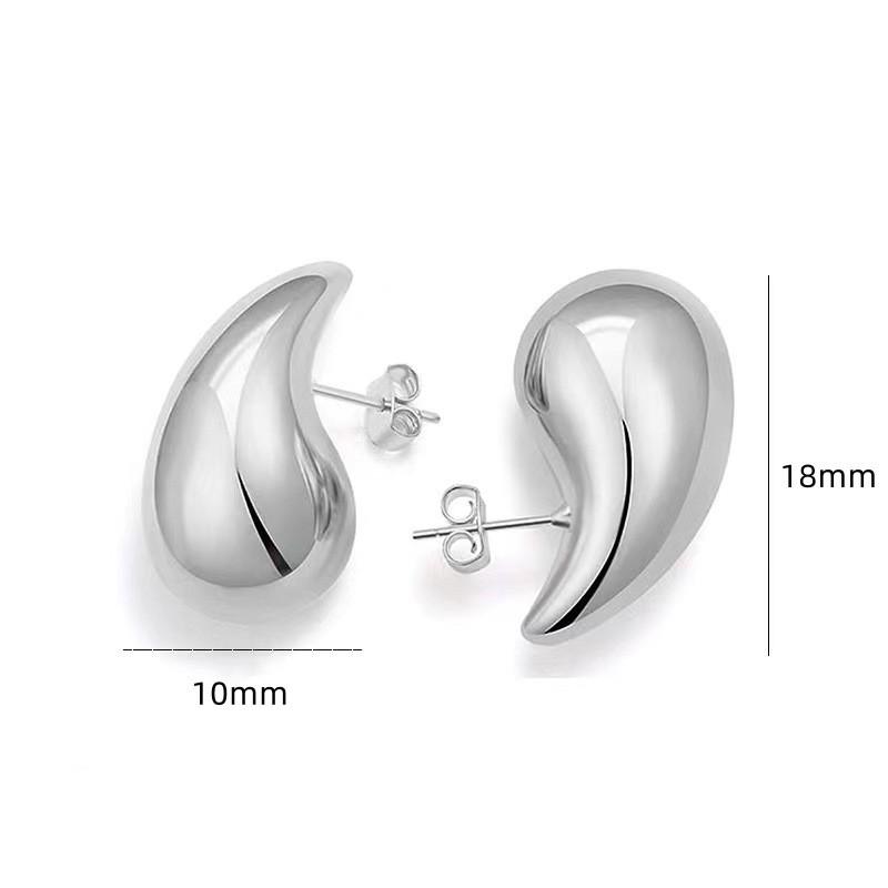 925 Silver Hollow Water Drop Earrings 18k Gold Plated Glossy Simple Jewelry Gift for Women