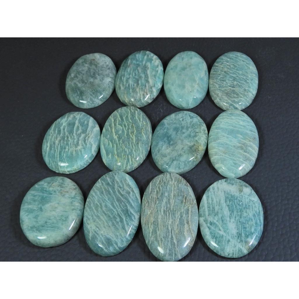 362Cts. Natural Amazonite Oval Shape Cabochon Loose Gemstone 12 Pcs Lot C-297