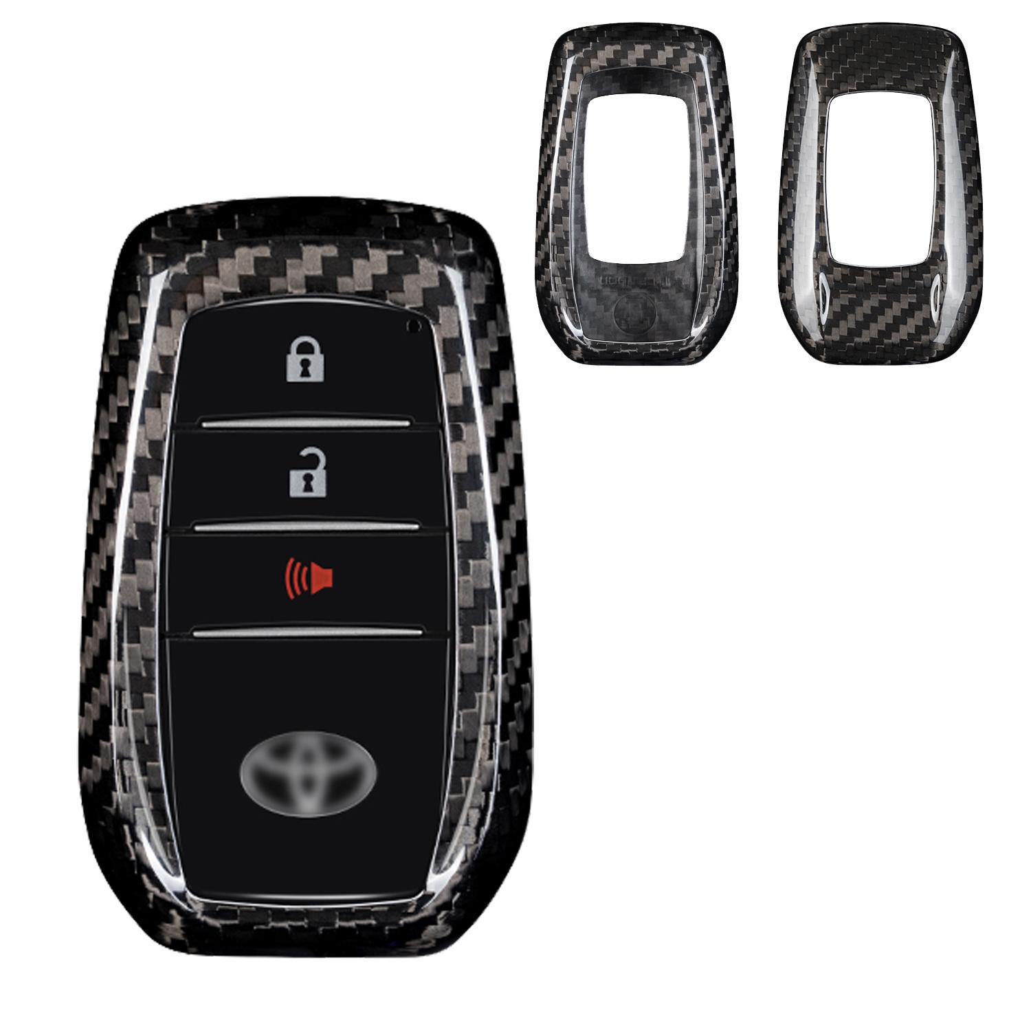 for Toyota key fob cover Carbon Fiber Key Shell for Toyota Venza RAV4 Land Cruiser Fortuner Mirai Collora Smart Key Case 2023 чёрный
