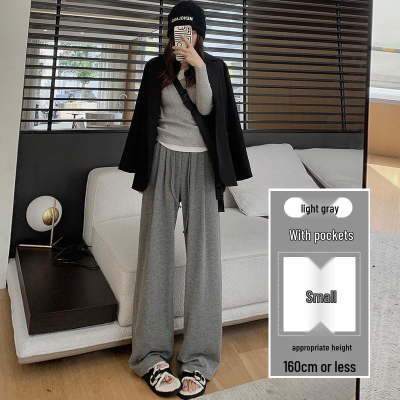 Women's High-Waisted Grey Knit Wide-Leg Pants - Spring/Autumn 2025 Collection