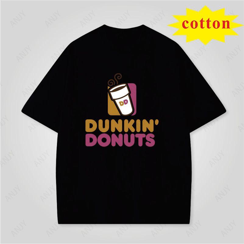 Fun Prank Dunkin Donuts Print Tshirt Unisex Casual Loose Fit Short Sleeve Top