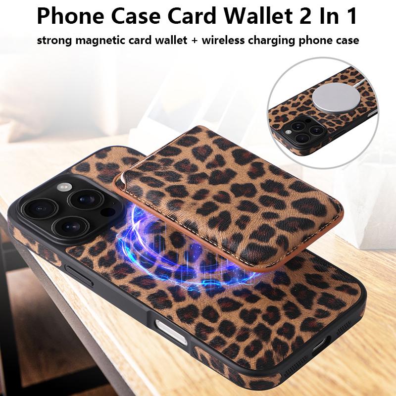 Carbon Fiber Saffiano Leopard Pattern Leather Case For iPhone 17 16 15 14 13 Pro Max Plus 16E 17Air Magsafe Magnetic Card Holder