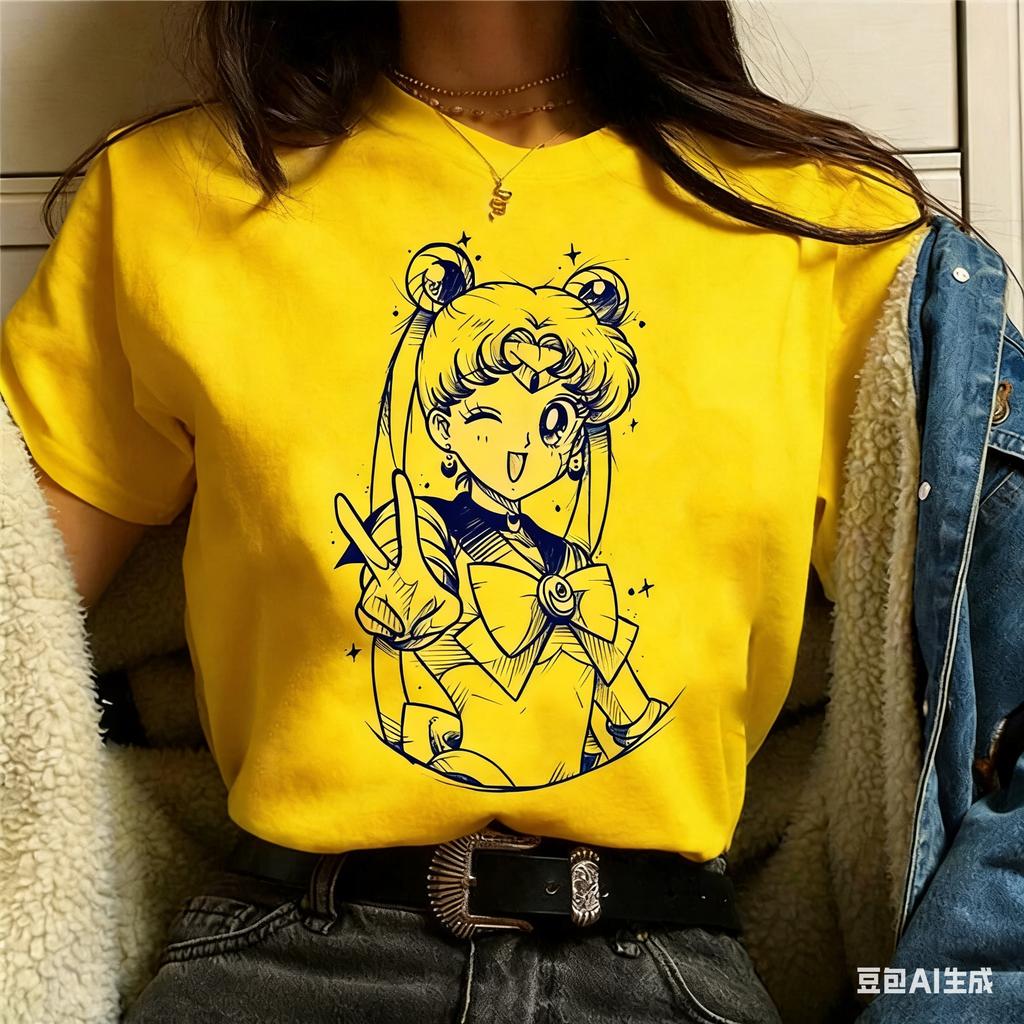 2026 Summer Sailor Moon Retro 90s Anime Graphic T Shirt Cotton KidsUnisex Women Tee Streetwear Casual Trend Short Sleeve Couple