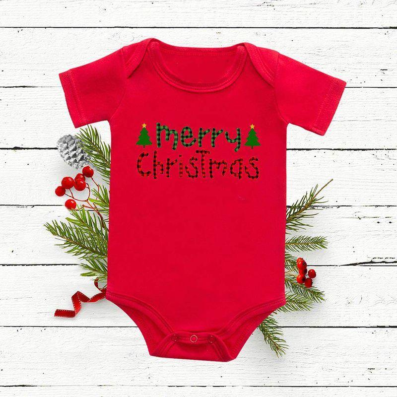 Red Deer Baby One-Piece Romper Baby Bodysuit Short Sleeve Christmas Festival Holiday Children Red One-Piece Romper Tops