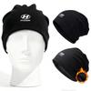 Solid Color Thin Plus Velvet Beanies Winter Hat Men Women Cap Casual Double Deck Spring Autumn With Hyundai Logo Windproof Hat