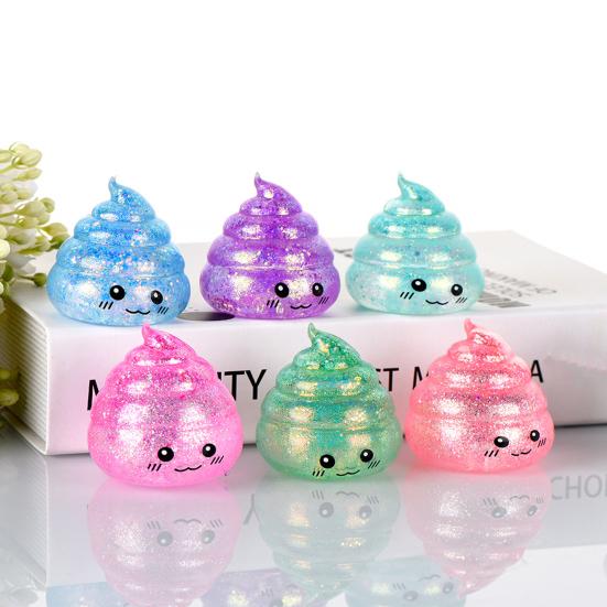 Cartoon Poop Fidget Toy Stress Relief Glitter Prank Poo Squeeze Sensory Pinch Toy Kids Adults Soft Calming Stress Ball Toy