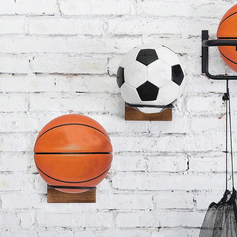 Basketball Wall Mount Ball Wall Holder Wood Metal Ball Display Stand Wall Rack Storage Rack Ball Organizer Soccer Wall Mount