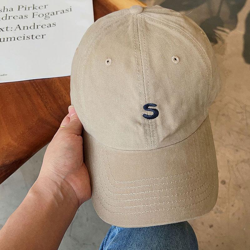 S Letter Embroidery Baseball Caps for Women Solid Color Simple Snapback Hats Lady Girl Outdoor Sunscreen Peaked Hats