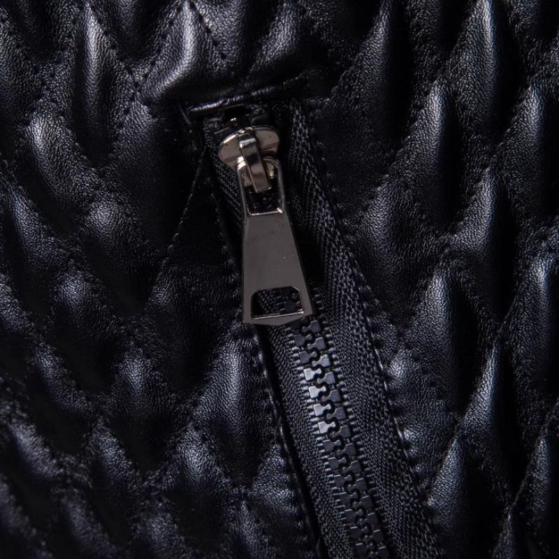 Men's Leather Jacket New Men's Stand Collar Zipper Cardigan Solid Color Jacket Casual Jacket