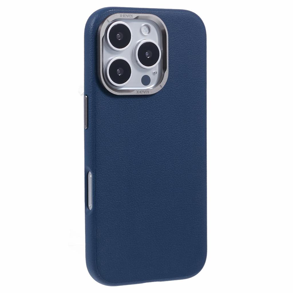 For iPhone 16 Pro Max Case PU Leather Coated PC Anti-Scratch Phone Cover