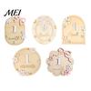 Baby Growth Record Decoration Monthly Milestone Ornaments, Wooden Markers with 3D Bow And Flower Newborn Gift Decoration, Cards for Photos Keepsake