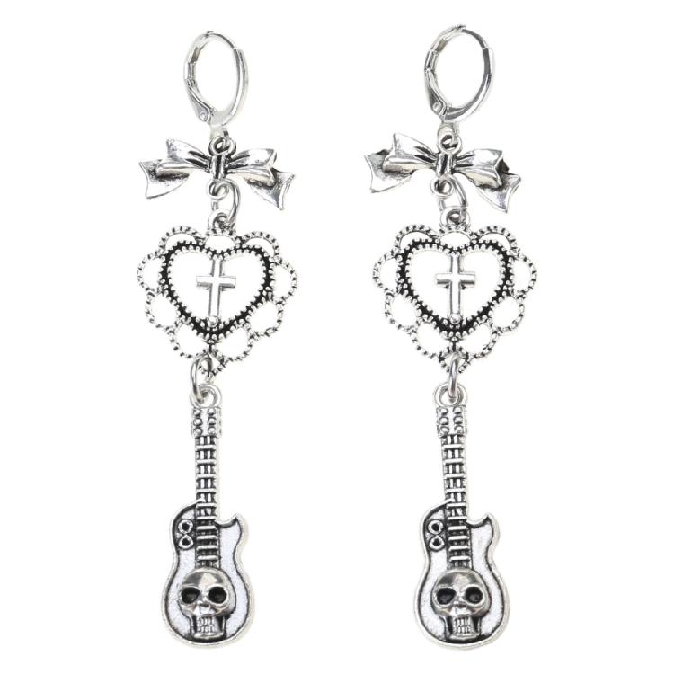 Готические серьги-капли в виде сердца с бантом и гитарой, украшения, милые крутые серьги-кольца 1