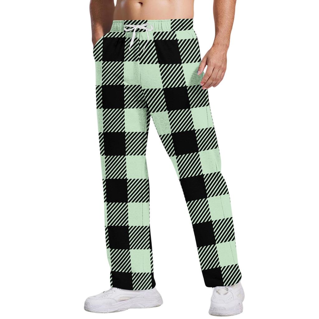 Herren Freizeithose mit Taschen | Gestreift Kariert Bedruckt, Locker Gerades Bein, Elastischer Bund mit Kordelzug Für Tägliche & Freizeitkleidung