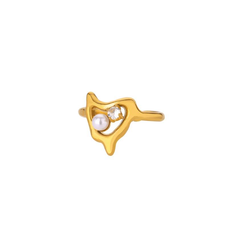 Light Luxury Zircon Ring Wind Retro Premium Sense Geometric K Gold Love Titanium Steel Butterfly Ring