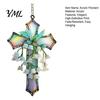 Religious Flower Ornament Lily of The Valley Suncatcher, Acrylic Stained Glass Style Hanging Pendant with Metal Chain, Elegant Floral Window