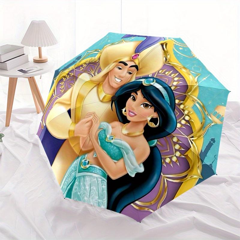 

1pc Aladdin & Jasmine Inspired Auto Open Close Umbrella - Portable 3-Fold Design, 8-Bone Iron Frame Outdoor Umbrella - Perfect Gift for Fans