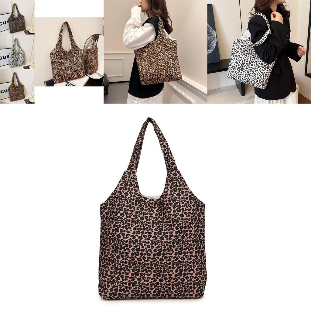 Large Capacity Gentle Women's Tote Bag In Chic Leopard Print For Autumn Fashion