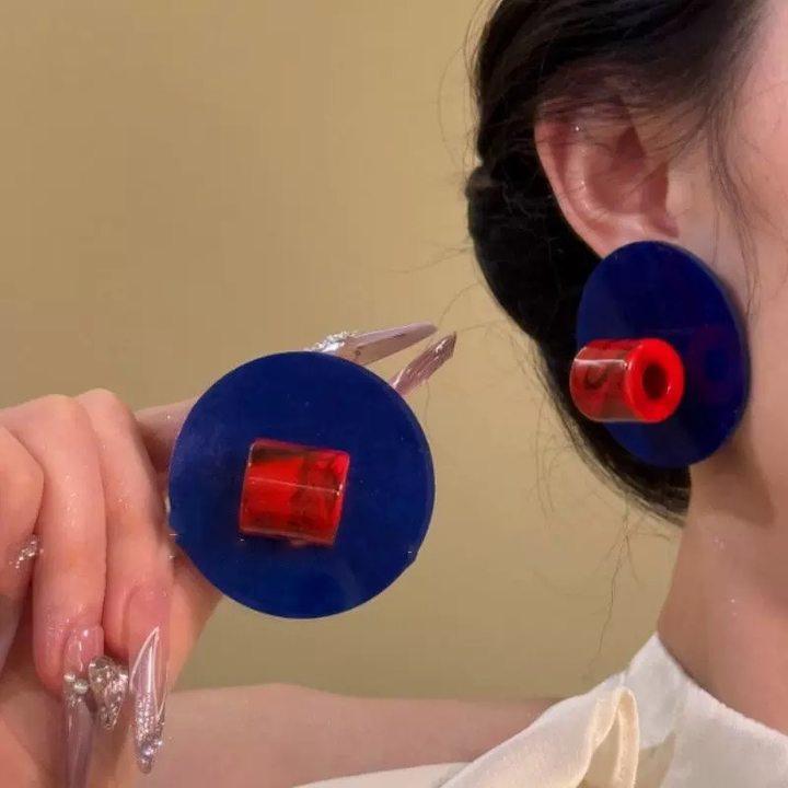 Летние красно-синие серьги с бахромой, серьги для отпуска на море, серьги для фото, серьги дизайна легкой роскоши, женские