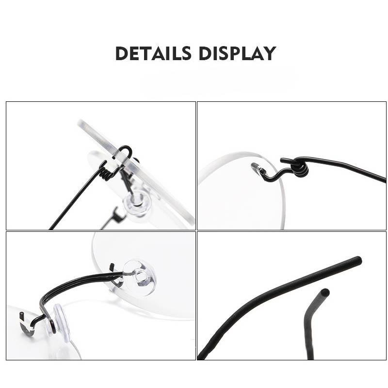 Ultraleichte Titan Randlose Brille Klein Blaulichtfilter Computerbrille Unisex Brillengestell Brille Randlose Brille