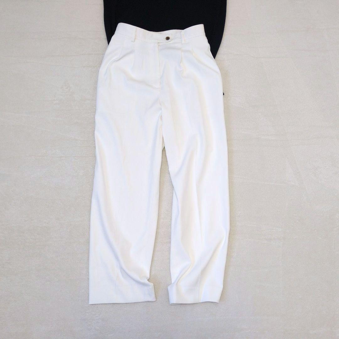 [PLST] Linen blend tuck pants  S  white pocket plain color