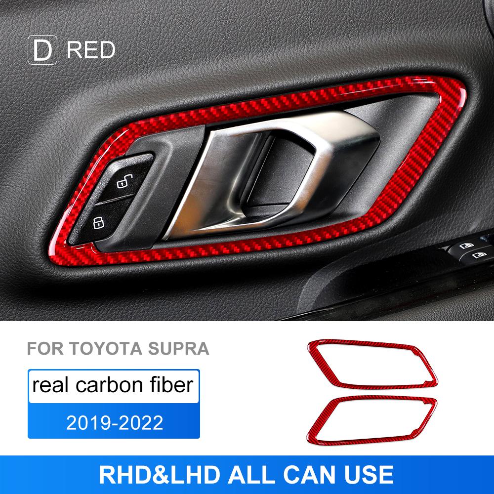 Real Soft Carbon Fiber Sticker For Toyota Supra GR A90 A91 MK5 2019 2020 2021 2022 2023 2024 2025 Car Interior Inner Door Handle