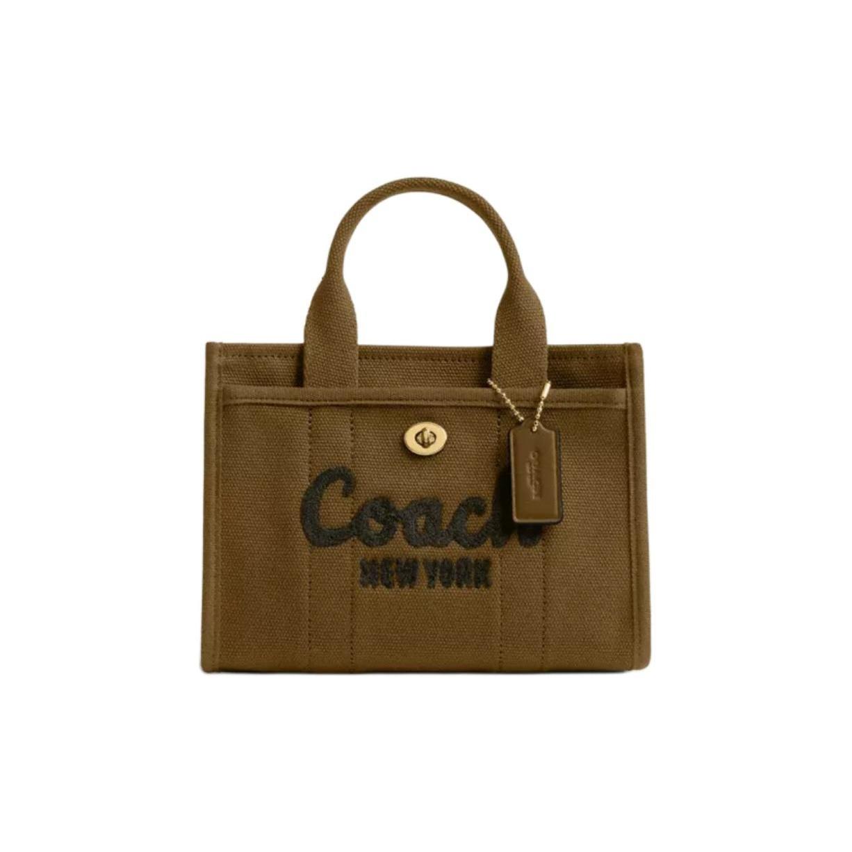 

Coach Cargo 20 Logo Charm Detachable Shoulder Strap Tote Bag Shopping Bag Fabric Shoulder Handbag Small Women tote Olive CZ098-B4OL Basic Set (Bag+Dust Bag)
