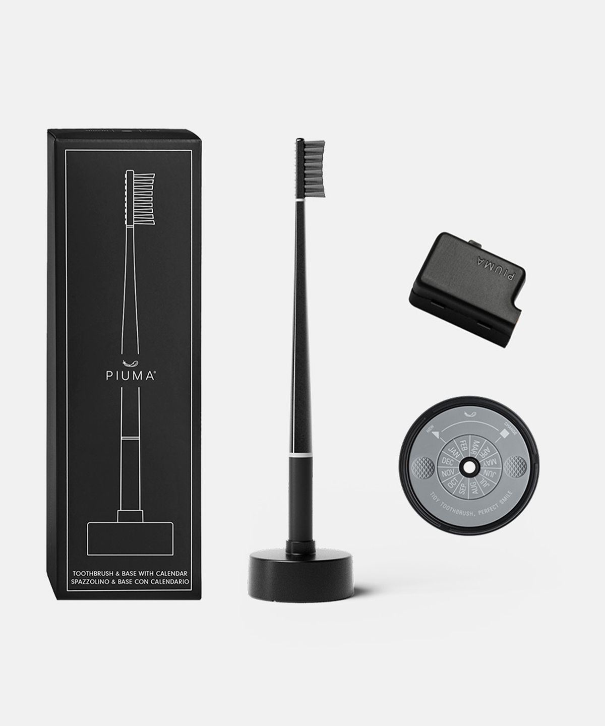Premium Whitening Toothbrush & Calendar Holder Kit Perfect Black 1P