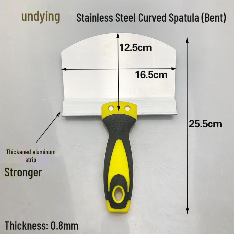 Stainless Steel Gray Curved Fan-Shaped Spatula and Putty Scraper with Thickened Handle - Free Shipping