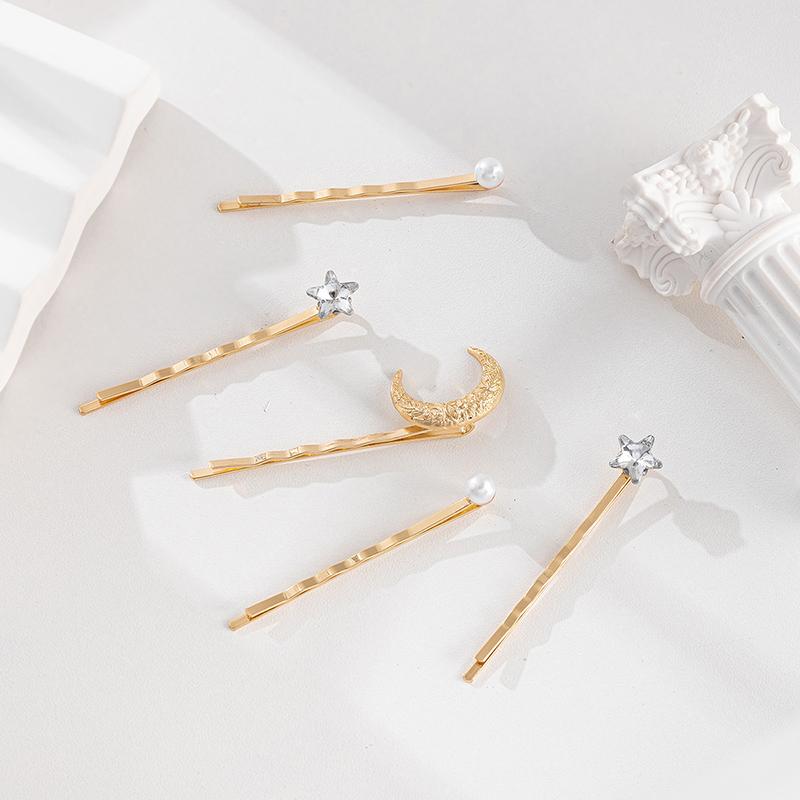 Sparkling  Star Moon Hair Clip Set For Girls Bridal Wedding Headpieces Hair Pins  Jewelry Hair Accessories