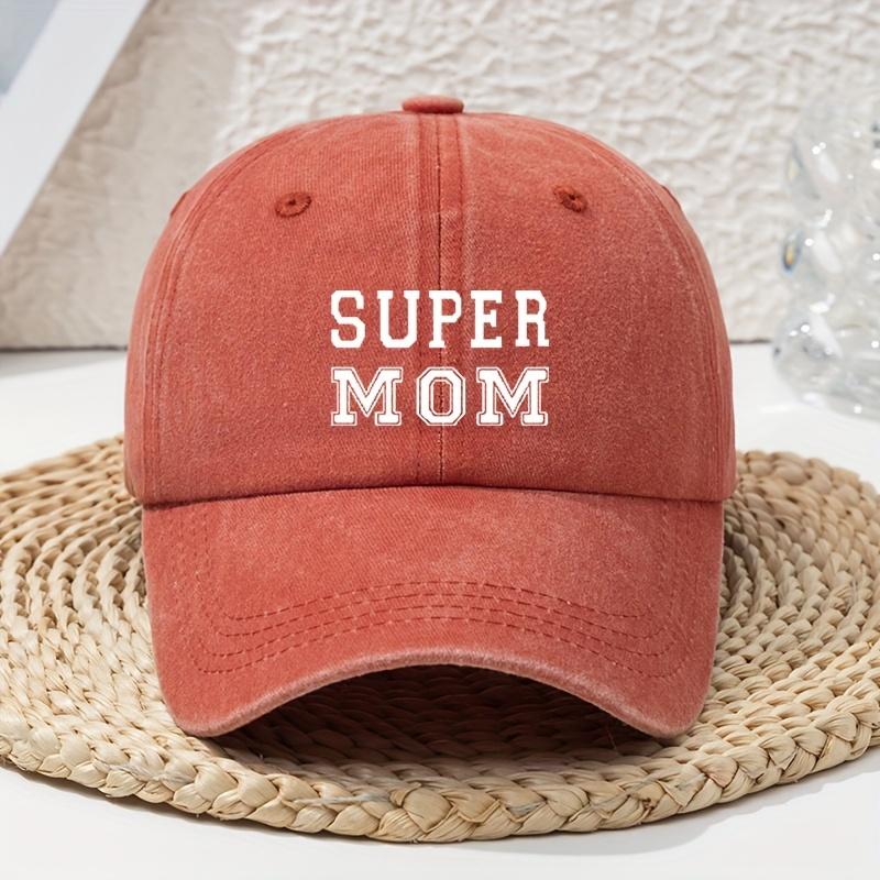 Super Mom letter printed vintage washed baseball cap with soft top and outdoor curved brim casual headpiece