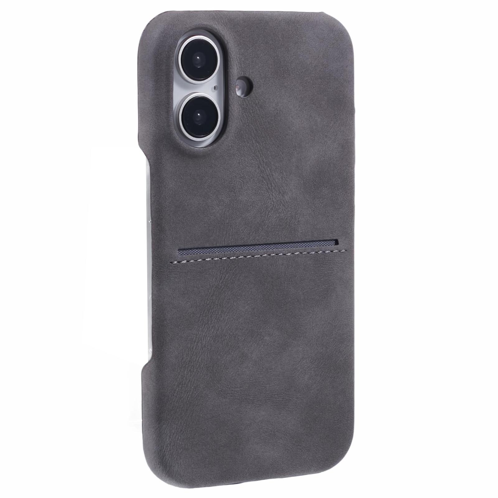 

Чехол для iPhone 16 из кожи с эффектом «второй кожи» + ПК, чехол для телефона со слотом для карт Grey