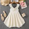 Girls' Fashionable Dress for Spring and Summer, Elegant Halter Lace Trim Irregular Hem Dress for Children