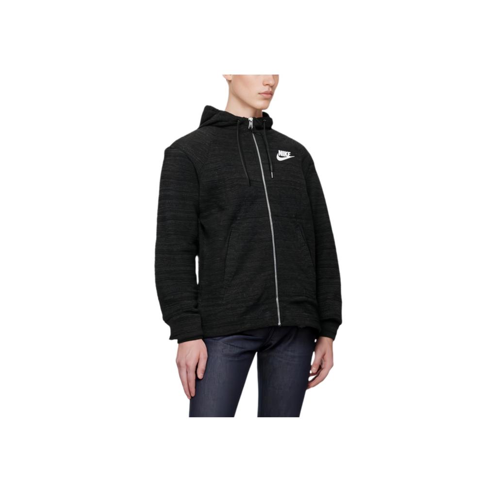 Nike Nsw Av Buchstabenlogo Bedruckte Sportliche Freizeit-Zip-Jacke Herrenjacken Schwarz AQ8392-010