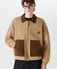 TRILLION Color Work Collar Zip-Up Knit Jacket [Beige]