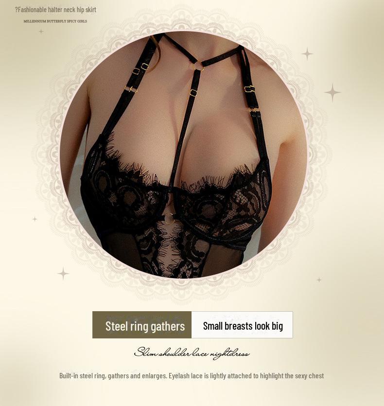 Manyan Sexy Halter Neck Lingerie Jumpsuit with Steel Support (8807)