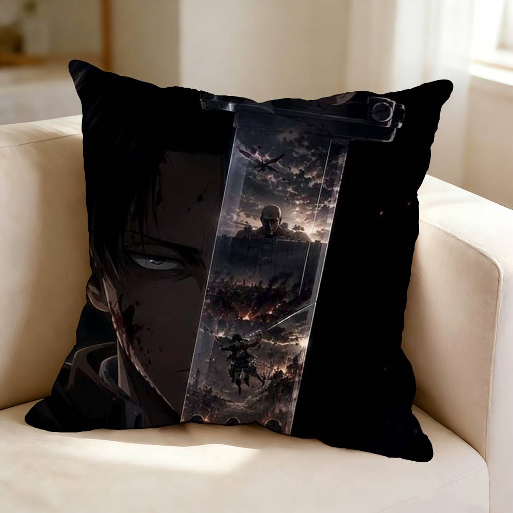 Anime AAttack On Titan LLevi Ackerman Square DoubleSided Printed Pillow Case Bedroom Bedside Pillow Sofa Cushion Cover