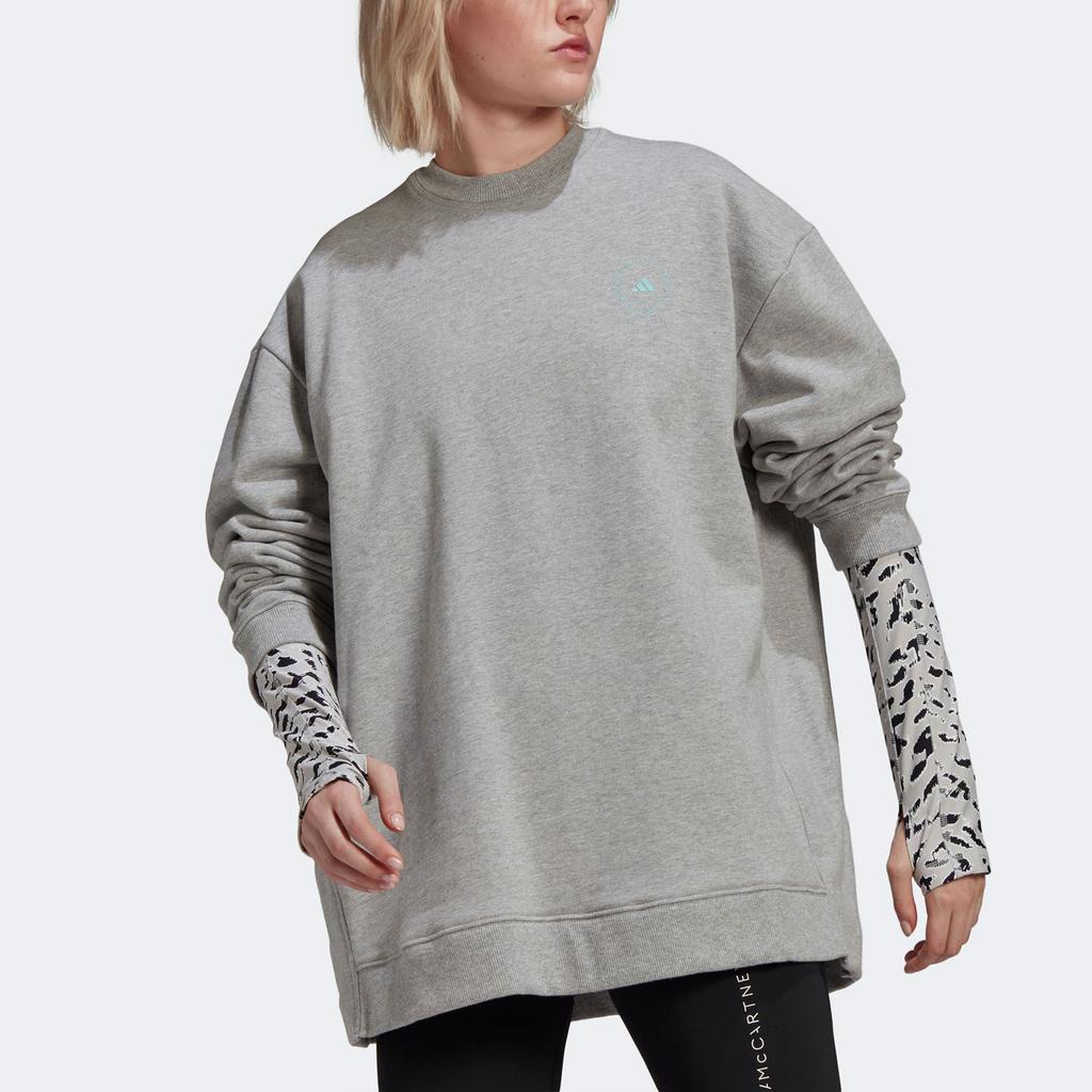 Adidas X Stella Mccartney Relaxed Casual Sports Pullover Sweatshirt Women Tops Gray HA8963