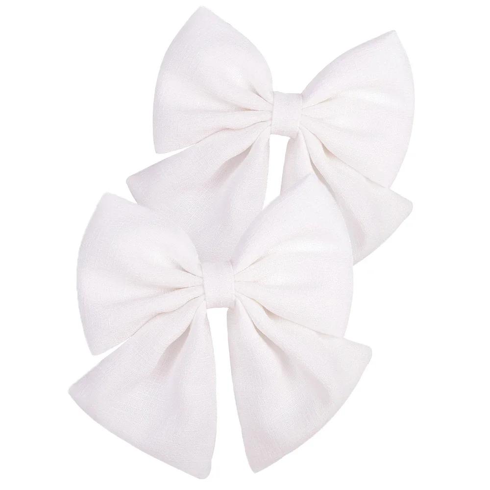 2 Pcs/lot Cute Solid Cotton Hair Bows With Clip For Girls Hair Clips Handmade Hairpins Barrettes Headwear Kids Hair Accessories