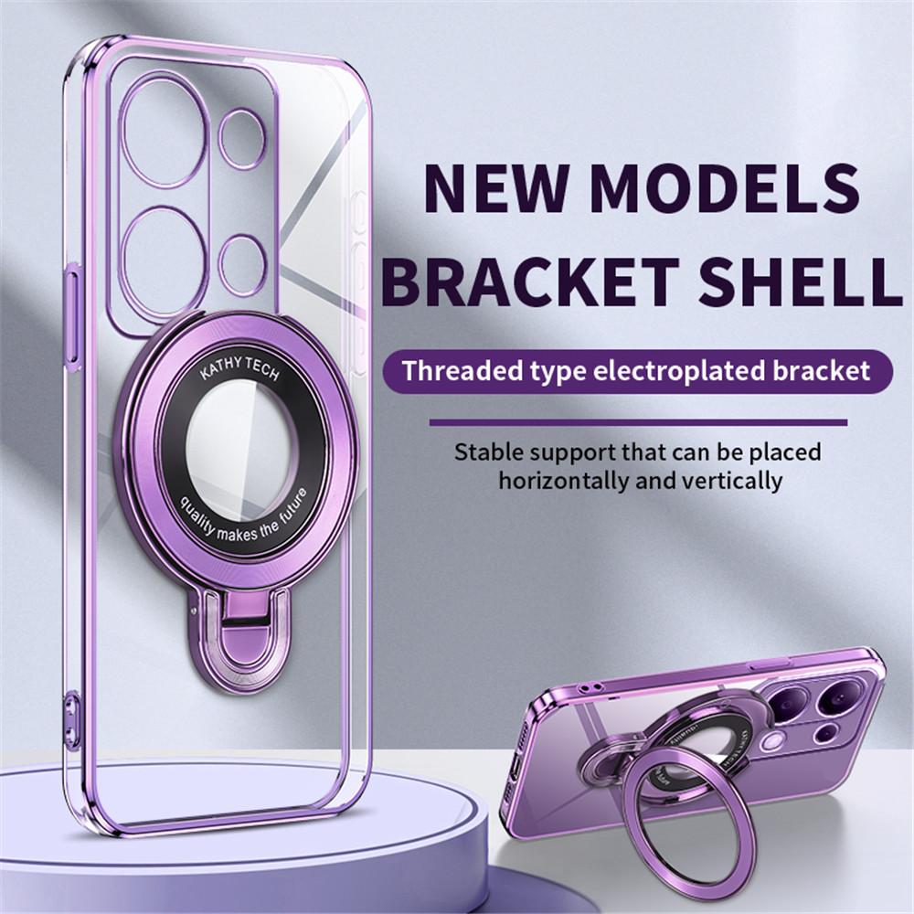 Luxury Transparent Plating Magnetic Bracket Case For Xiaomi Poco X6 Pro X3 NFC X5 F6 M6 Pro C65 C75 F3 F4 Silicone Stand Cover