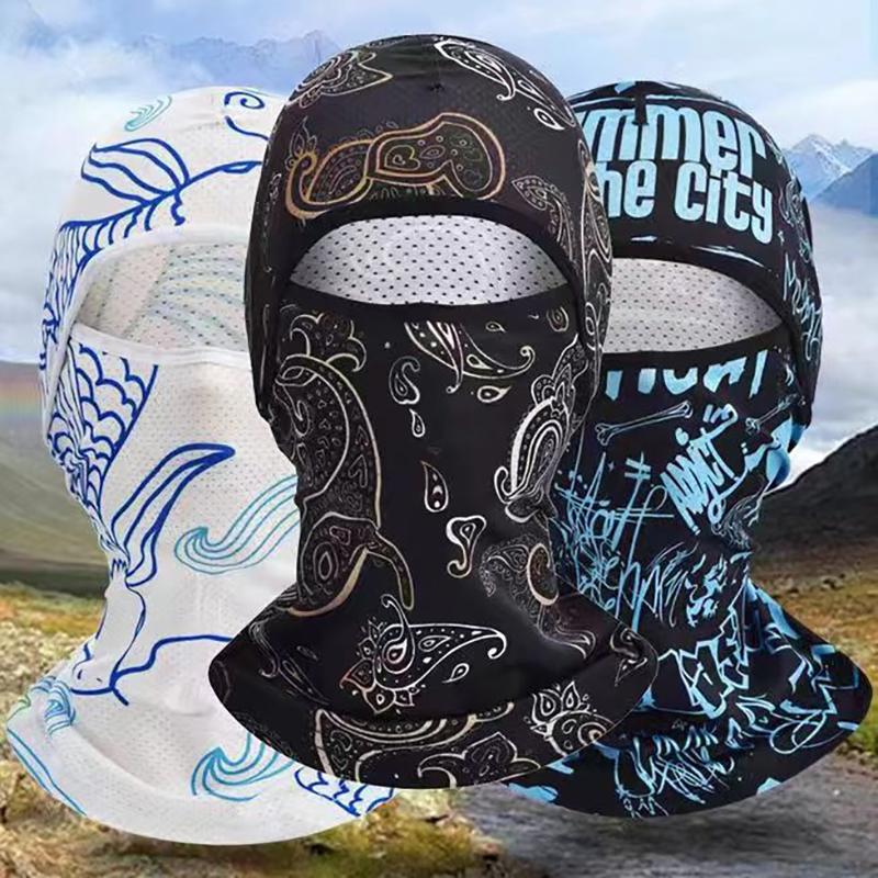 Summer Cool Balaclava Ice Silk Cycling Full Face Cap Sun Anti-Uv Protection Sports Face Cover Headwear Bike Motorcycle Men'S Hat