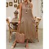 Spring Summer Women's Loose Round Neck Sleeveless Pocket Maxi Dress Casual Pullover Long Dress for Women