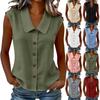 Damen Eleganter Ärmelloser Knopf-Strickjacken-Top für Pendler, Modische Bluse für den Sommer
