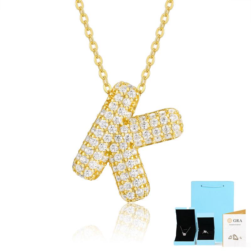 Letter Pendant Necklace 925 Silver Plated 18K Gold Collarbone Chain Fashionable Versatile Moissanite Chain